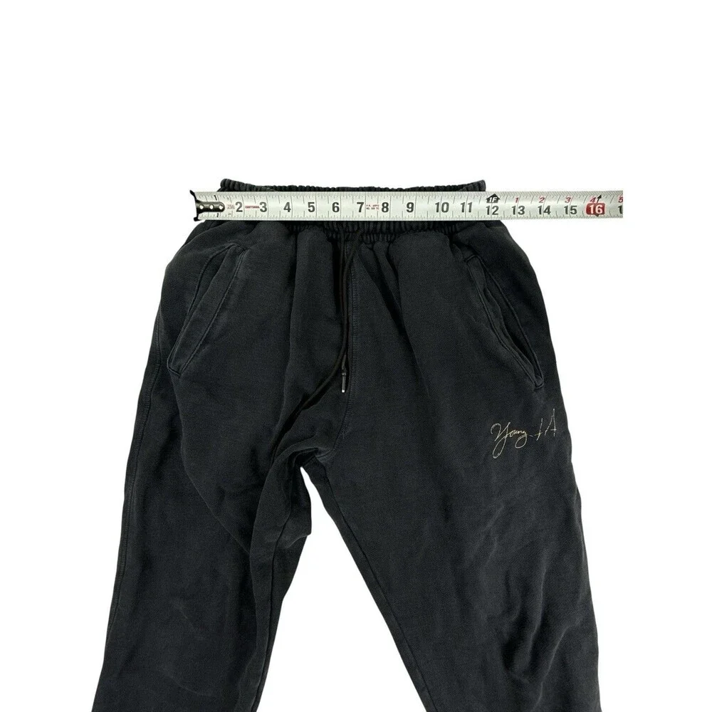 YoungLA Washed Black Graphic Jogger Sweatpants Size Large Oversized High Waist